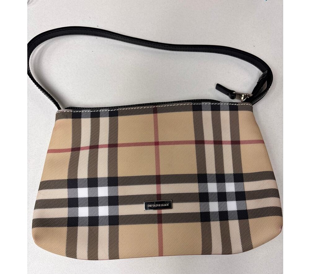 Vintage Burberry Nova Check Plaid Canvas Mini Sling Bag Purse #81984